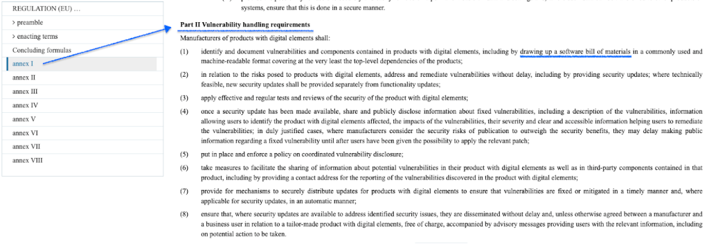CRA Annex I Part II: vulnerability handling requirements